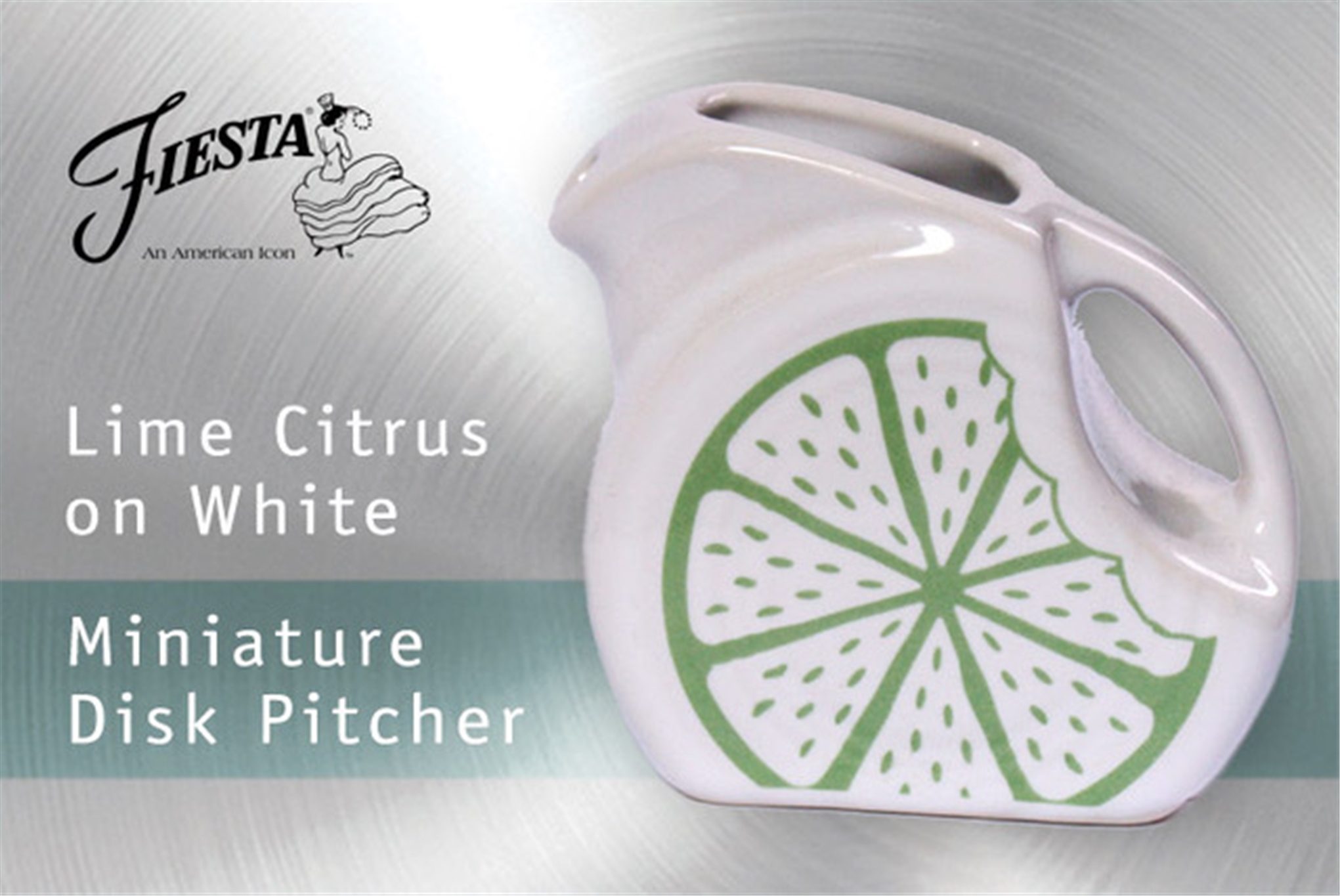Fiesta Lime Citrus on White Mini Disk Pitcher