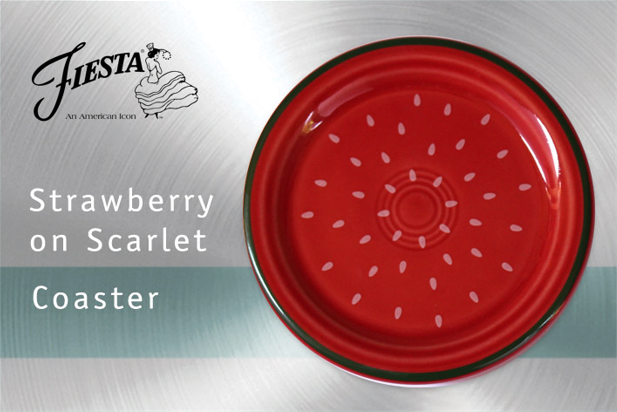 Fiesta Strawberry on Scarlet Coaster