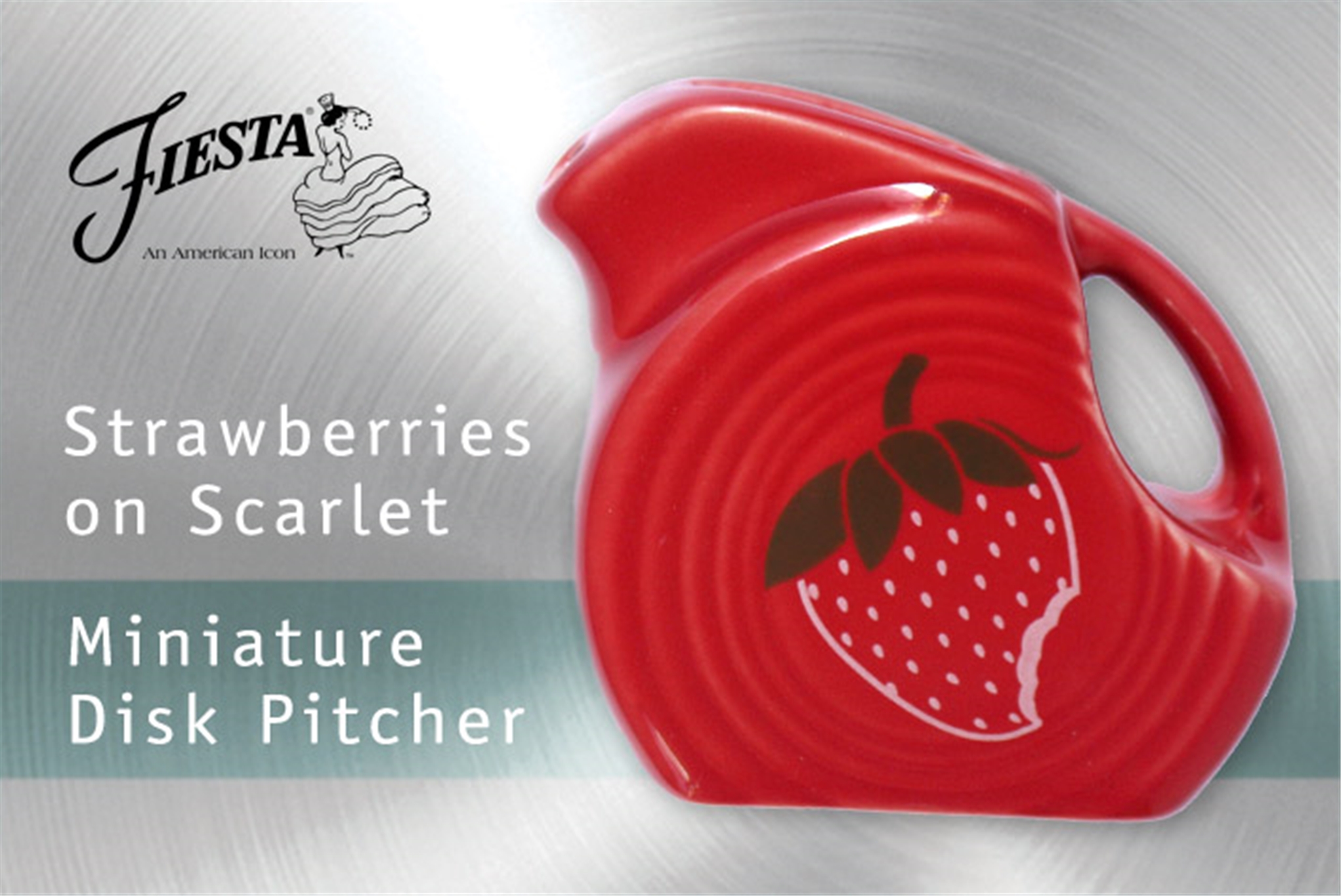 Fiesta Strawberries on Scarlet Mini Disk Pitcher
